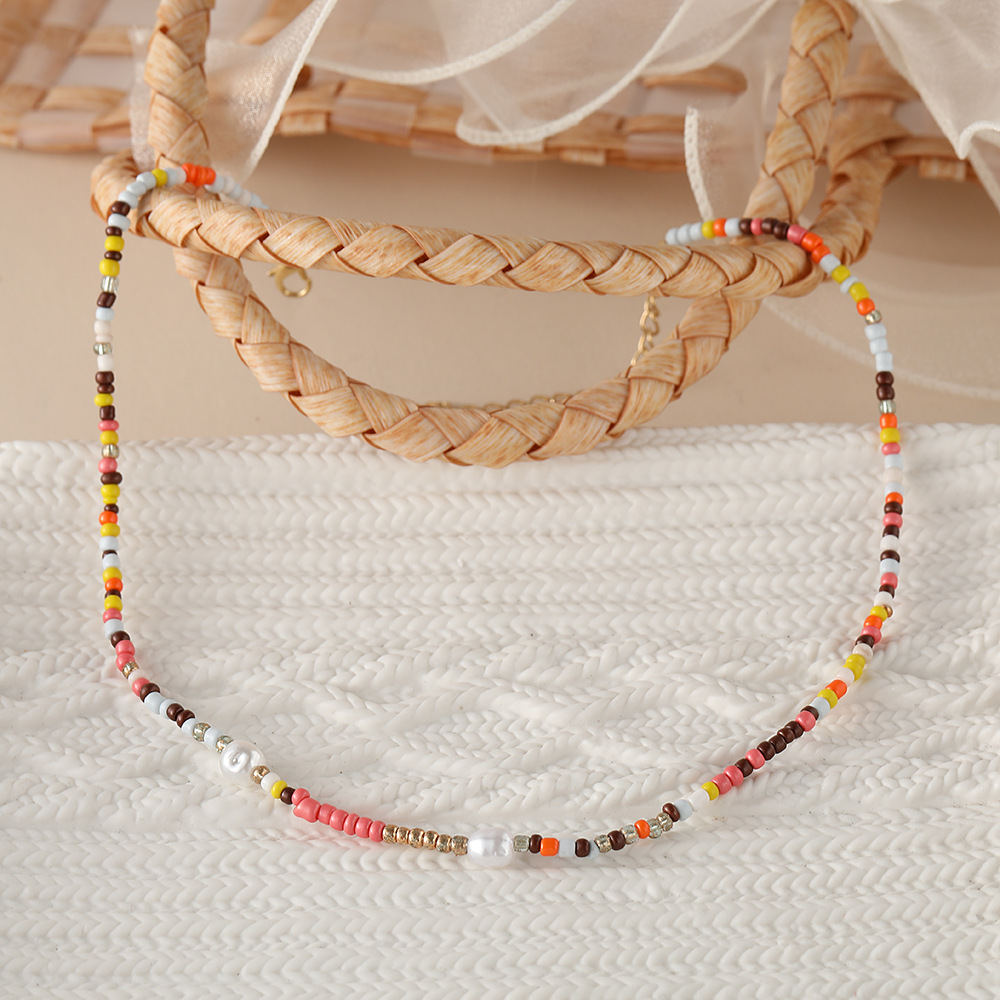 Jewelry Fashion Color Beads Pearl Bohemian Alloy Necklace display picture 3