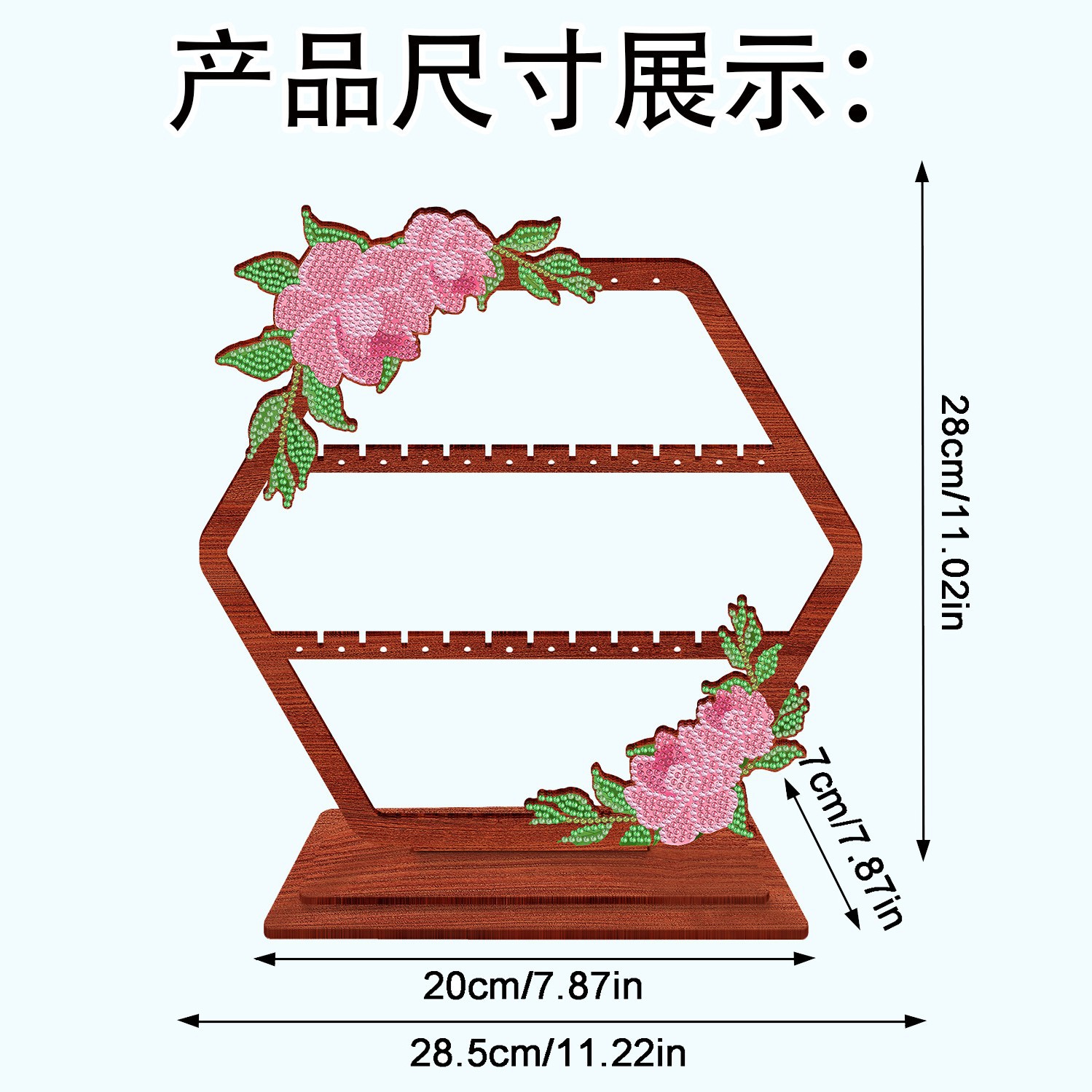 Explosiones transfronterizas de pintura de diamantes perimetral joyas retro hechas a mano estante de exhibición de almacenamiento collar pendientes joyas estante de madera al por mayor