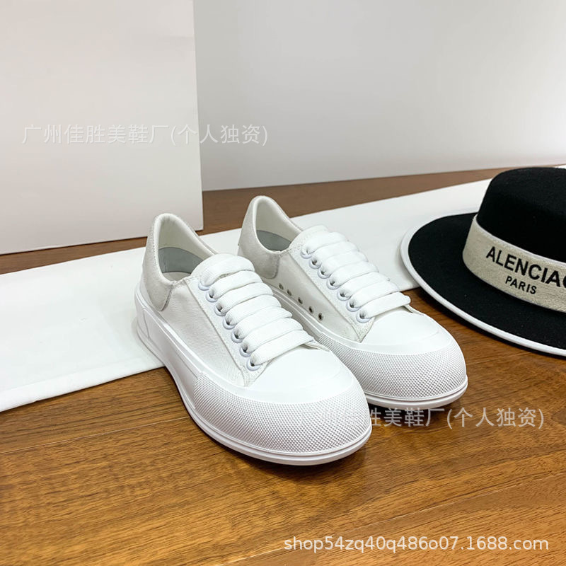 高版本麦昆帆布小白鞋女厚底内增高运动休闲松糕板鞋情侣鞋百搭|undefined