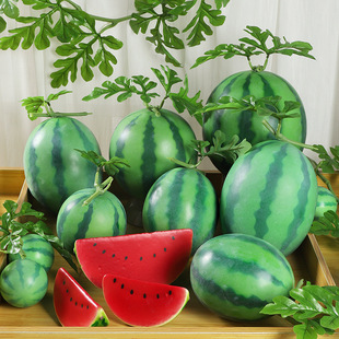 Wholesale Simulation Watermelon Model Fake Watermelon Slices Watermelon Vine Leaf Fruit Photography Home Decoration Early Education Studio Props