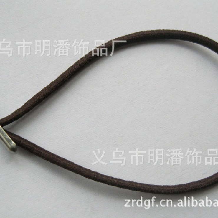 供应进口松紧深咖啡色文具包装绳眼罩挂绳松紧绳对折打扣倒刺