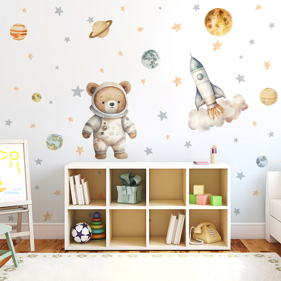 Cartoon cute space self-adhesive astronaut on wall