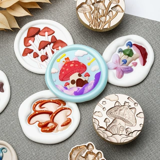新品 蘑菇系列 穗迪思原创 火漆印章章头 浮雕异形平层雕刻黄铜头