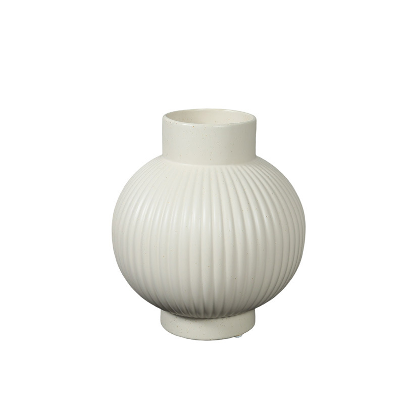 Decoraciones de jarrón de cerámica de estilo crema vintage, sala de estar moderna, minimalista creativa, arreglos florales secos, decoraciones suaves de escritorio