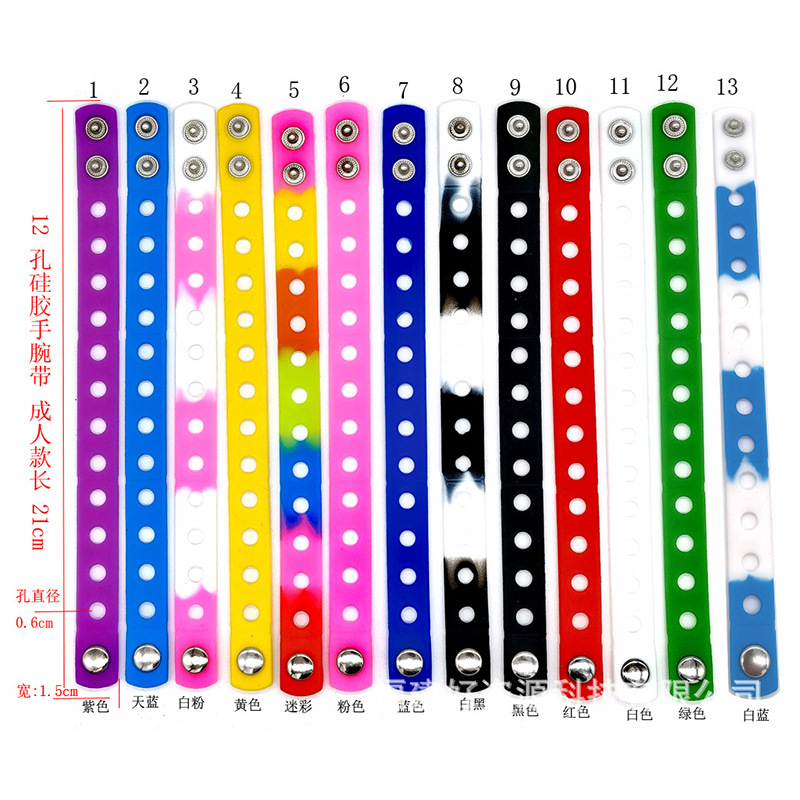 Muñeca de dibujos animados correa de muñeca de silicona con incrustaciones zapato accesorios de flores 21cm Pulsera de agujero de silicona para hombres y mujeres