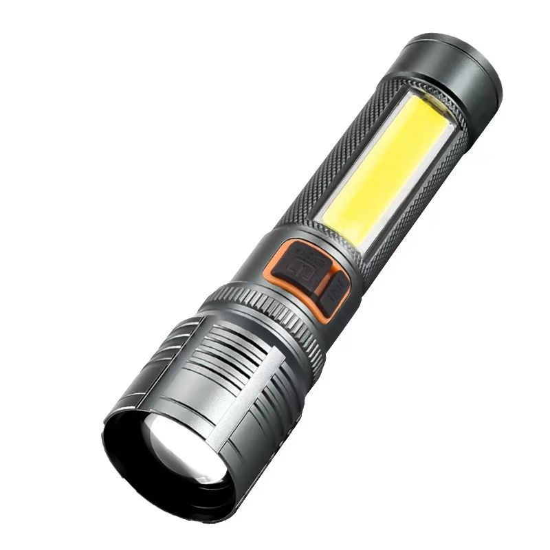 Zoom telescópico multifuncional, linterna de luz fuerte de mano conveniente, linterna de advertencia de iluminación exterior recargable para el hogar