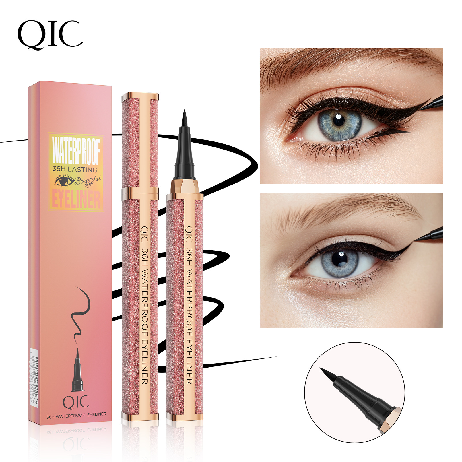 Cross-border Amazon TK bestseller QIC Starry Sky Eyeliner 24-hour long-lasting waterproof and sweatproof liquid eyeliner