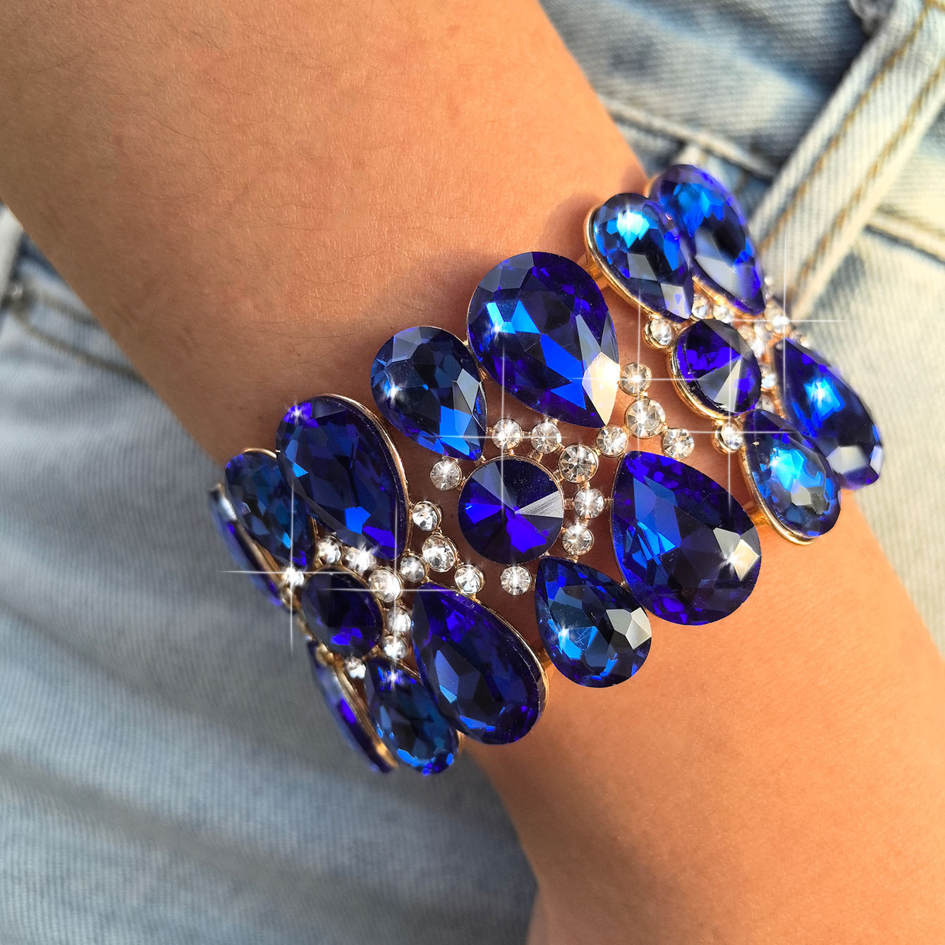 Vintage Style Classic Style Rhombus Rhinestones Alloy Chain-free Chain & Link Bracelets Wholesale display picture 10