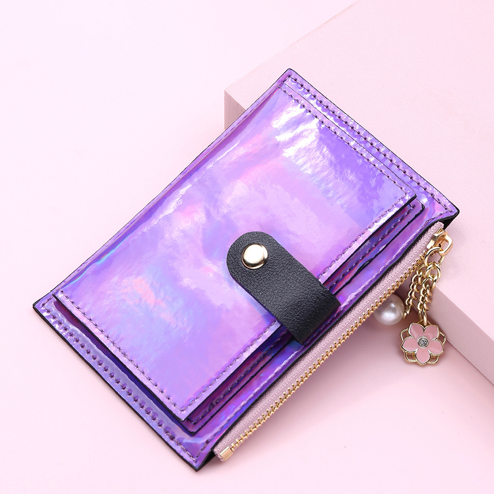 2022新款镭射钱包女短款韩版简约学生拉链钱夹零钱包外贸卡包批发|ru