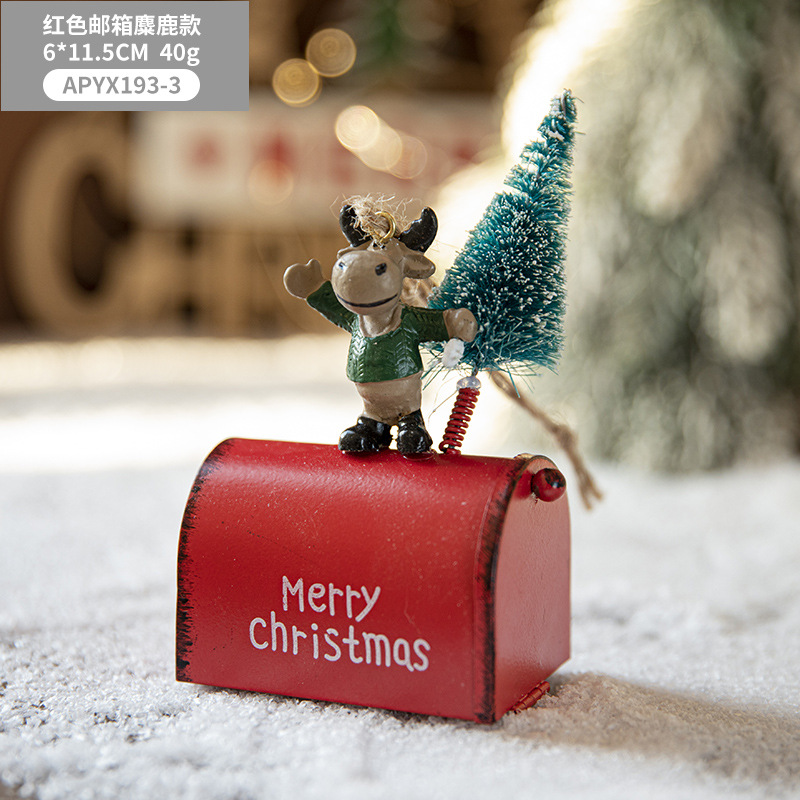 Navidad nuevo árbol de Navidad Santa Claus buzón hierro pintado decorativo colgante decoraciones navideñas