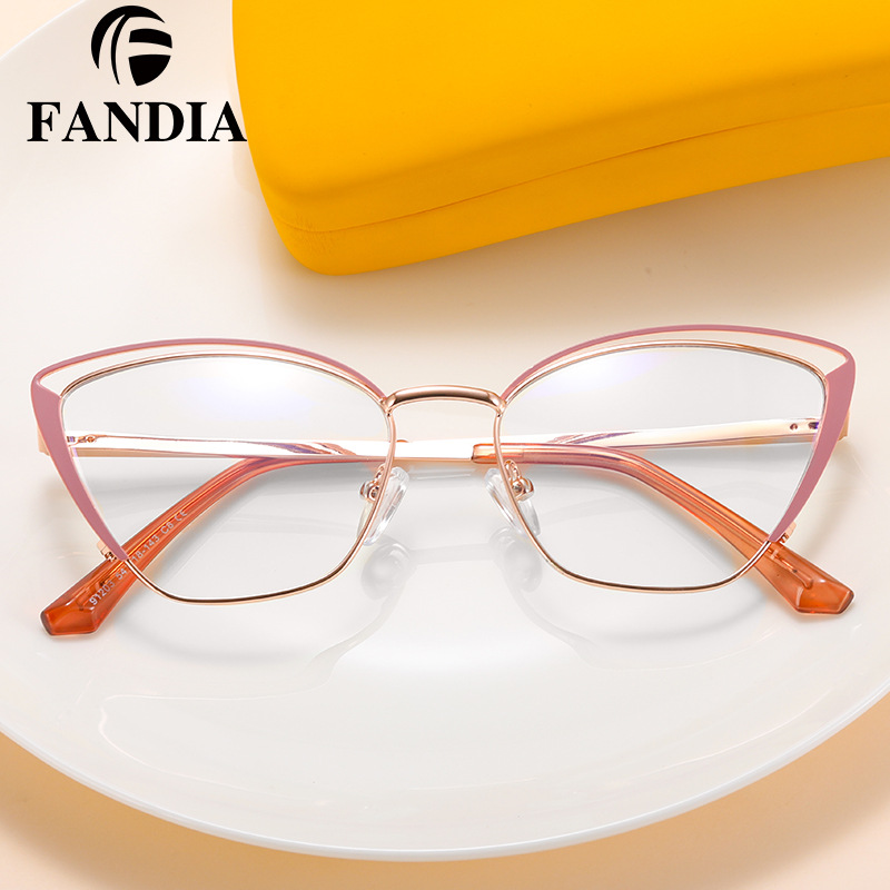 91203 completo marco metal anti-azul gafas de luz Moda miopía gafas marco cómodo primavera pierna llano gafas