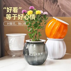 自己吸水性怠惰なカボチャ植木鉢水耕栽培水耕栽培模造陶器厚く耐久性のある透明なデスクトップ装飾品大型樹脂ポット