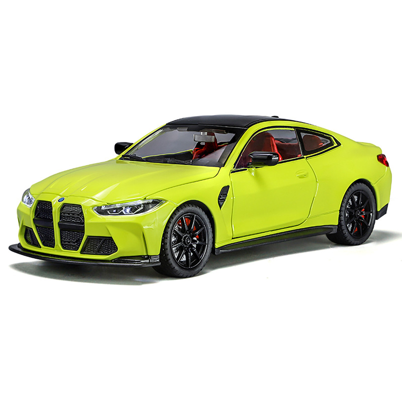 1:24 Bmw M4 Alloy Model Pull Back Sound and Light Car Toy Hand-Made Computer Desk Decoration Personalized Creative Classy
