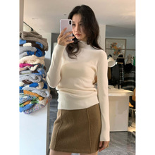 SROOM十三行新款无缝一体羊毛韩版百搭半高领打底衫修身内搭上衣