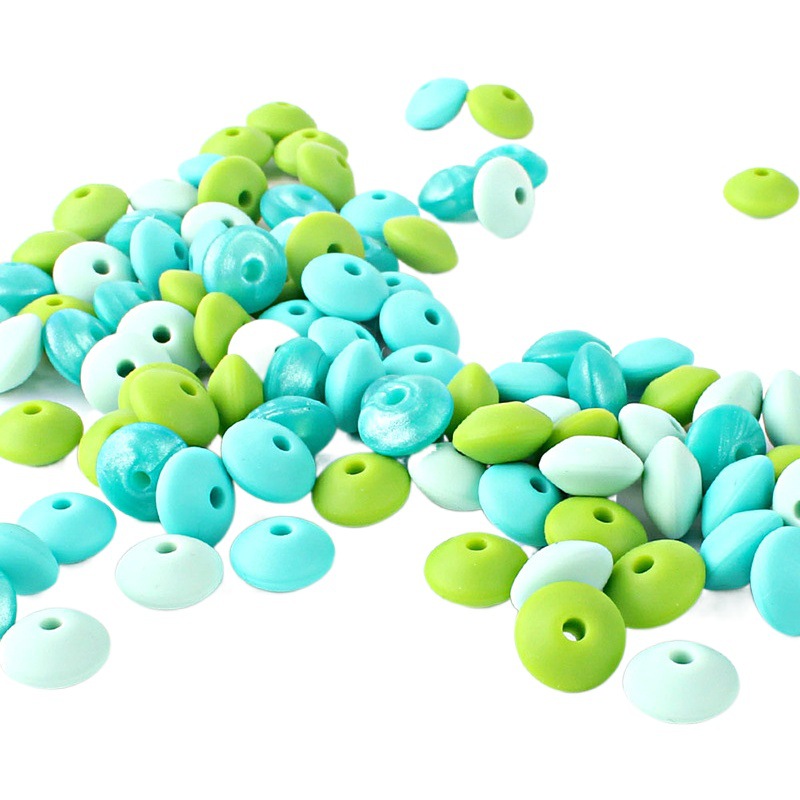 12mm Silicone Flat Beads Abacus Beads DIY Bracelet Accessories Baby Teething Teether Chewable Stick