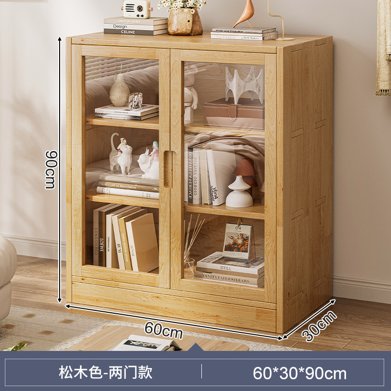 Armario de almacenamiento de madera maciza, sub-estantería con puerta, combinación libre de armarios de almacenamiento al final de la cama, estantería a prueba de polvo para el hogar de piso a techo