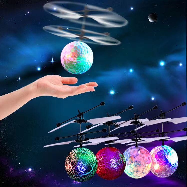 Foreign trade hot-selling induction suspension crystal ball somatosensory colorful ball induction flying small flying fairy helicopter children's toys