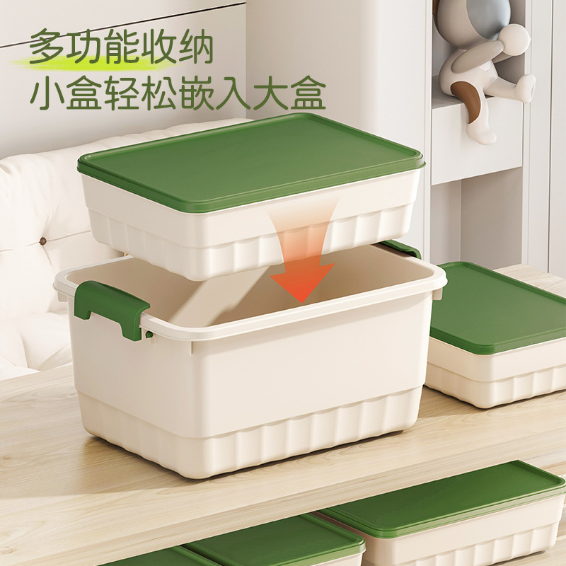 学生宿舍桌面收纳盒家用卧室衣柜PP储物箱杂物零食奶油风收纳箱|undefined