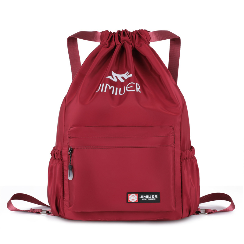 Gran capacidad con cordón hombro bolsa de tela fitness cordón con cordón bolsa de nylon bolsa de almacenamiento de tela deportes viaje mochila con cordón