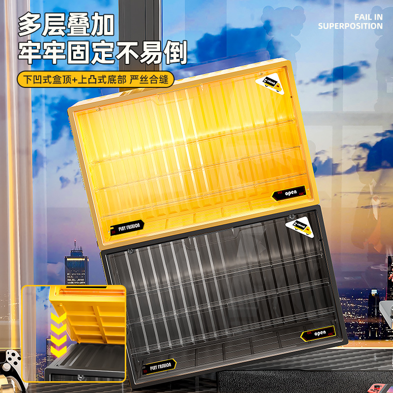 Caja ciega de color, caja de almacenamiento, estantes de mano, bloques de construcción cuadrados, juguetes, contenedores de acabado, estantes de exhibición transparentes DIY