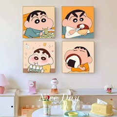 クレヨンしんちゃんレストラン装飾画子供部屋の寝室のベッドの上に絵を掛けます。
