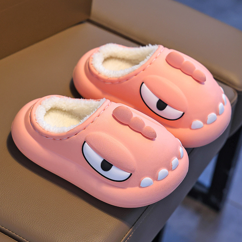 Zapatillas de dinosaurio para niños de invierno zapatillas de algodón para niños impermeables para el hogar zapatillas de peluche para niñas bolsas tacones