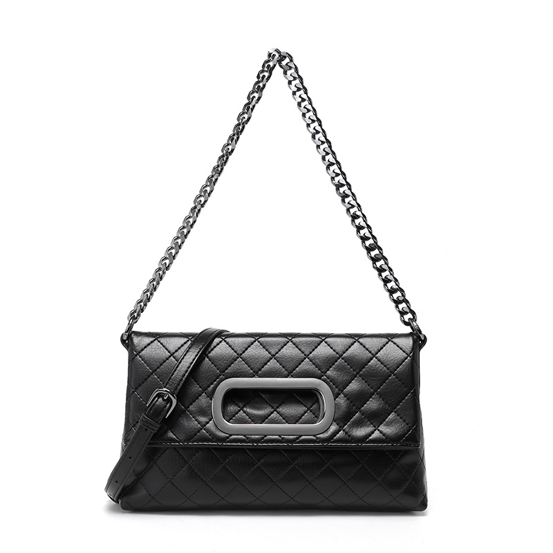 Ladies' 2024 New Trendy Chain with Lingge Folding Handbag Commuting Single Shoulder Crossbody Bag_voghion.com