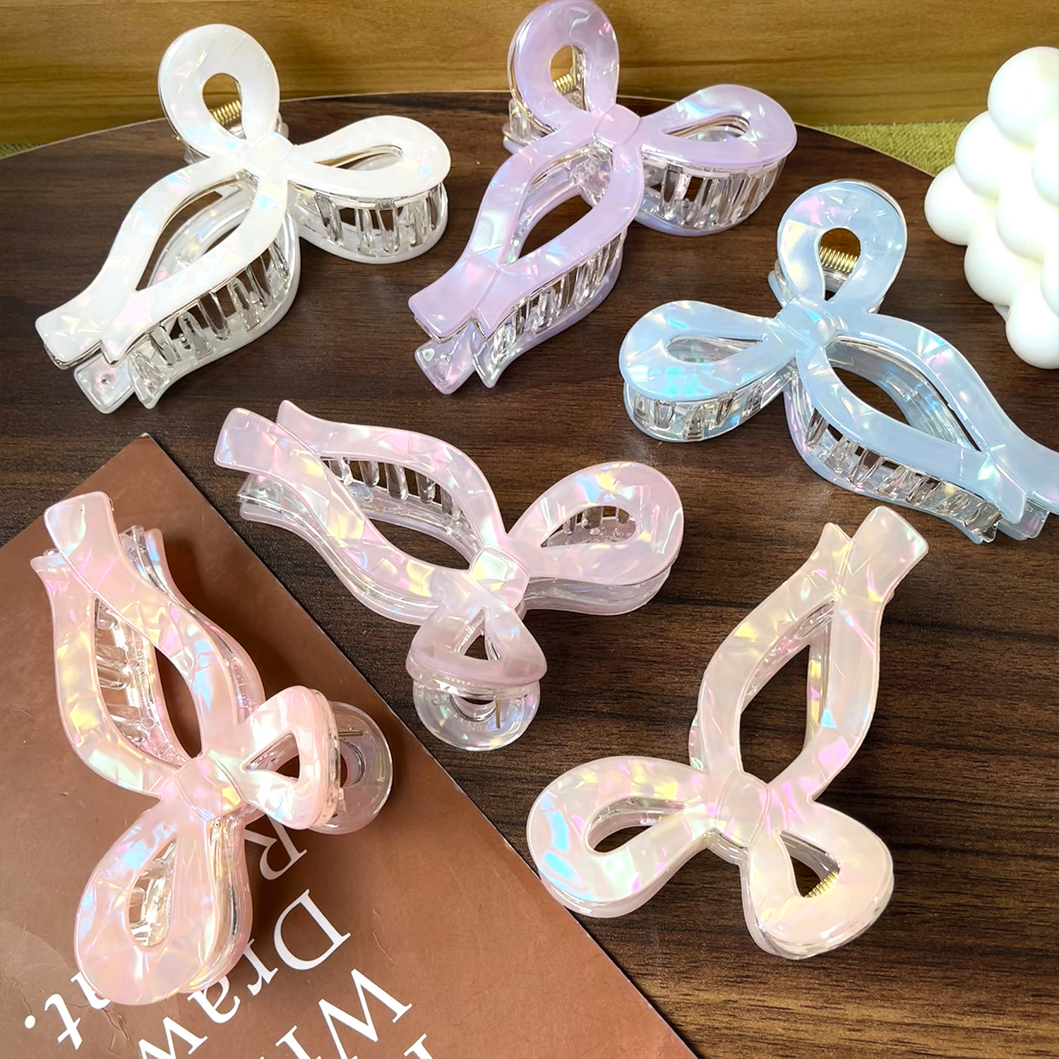 Nueva sensación de alta calidad de verano color gelatina agarrar clip de tiburón mariposa gradiente clip de cabello grande muestra más cabello clip de cola de caballo adornamiento para el cabello