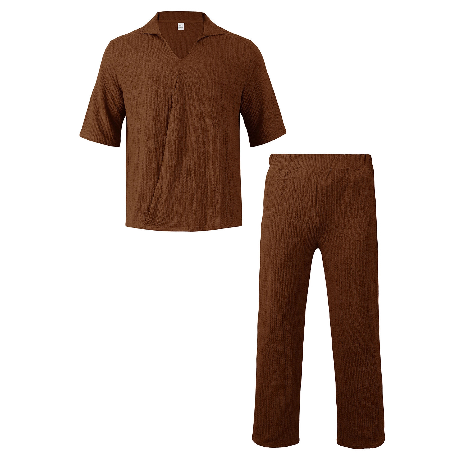 Monochrome Man- Cross-Border European And American Spring Summer New Commuter Japanese Drama Men's Casual Bubble Wrinkle Solid Color_voghion.com