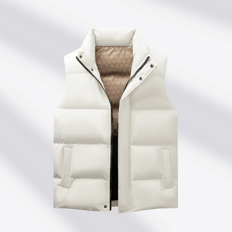Autumn and Winter New Graphene Men's and Women's Fashionable Casual Solid Color Stand-Collar down Vest with Logo Support and Printable Options