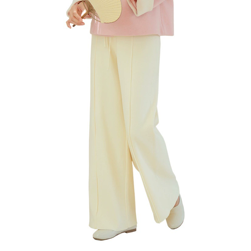 2023 новые женские осенне-зимние брюки с антипиллинговым принтом, прямые широкие брюки, свободные универсальные повседневные трикотажные брюки с драпировкой