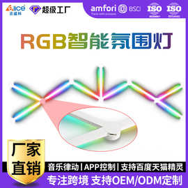 新款跨境RGB声控氛围创意桌面背景电竞灯WIFI蓝牙双模智能拼接灯