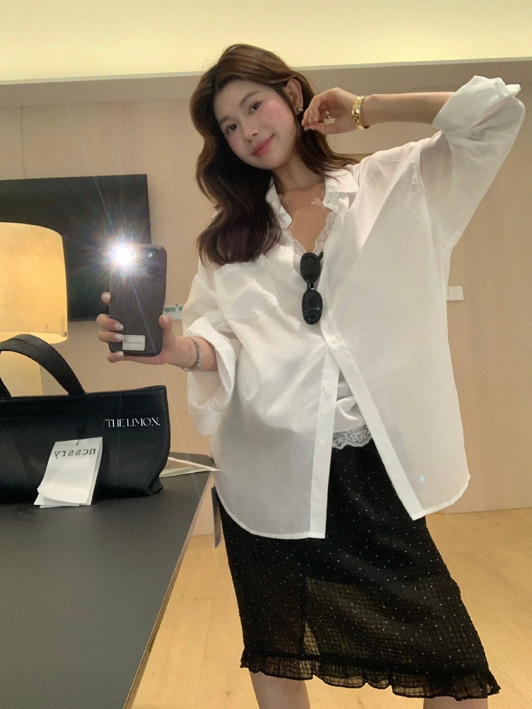 Áo sơ mi nữ tay dài chất liệu tencel phong cách lười biếng ấm áp — Vàng nhạt, xanh lam, Xanh lá cây nhạtcolor, màu hồng chi tiết 35