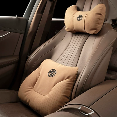 Headrest, Mg Car Headrest - horn-style-gilded-brown-mg-headrest-lumbar-support-each