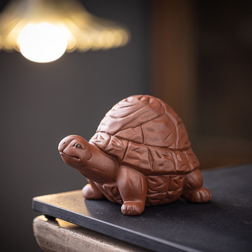 Creative purple sand turtle tea pet ornaments can raise wealth and longevity turtles for home living room tea table tea ceremony accessories