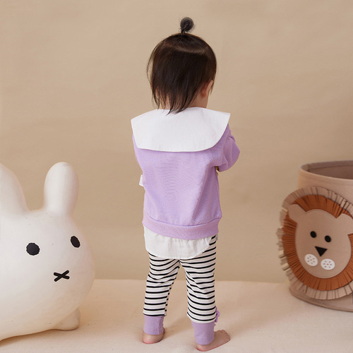 Baby clothes 2024 toddler autumn casual two-piece set fashionable and trendy baby girl top and pants set 3010