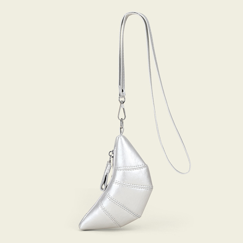 Bolso de croissant Kson 2024 nicho mini estuche para llaves retro lápiz labial bolsa para auriculares cuello colgante monedero decoración Xiaobai