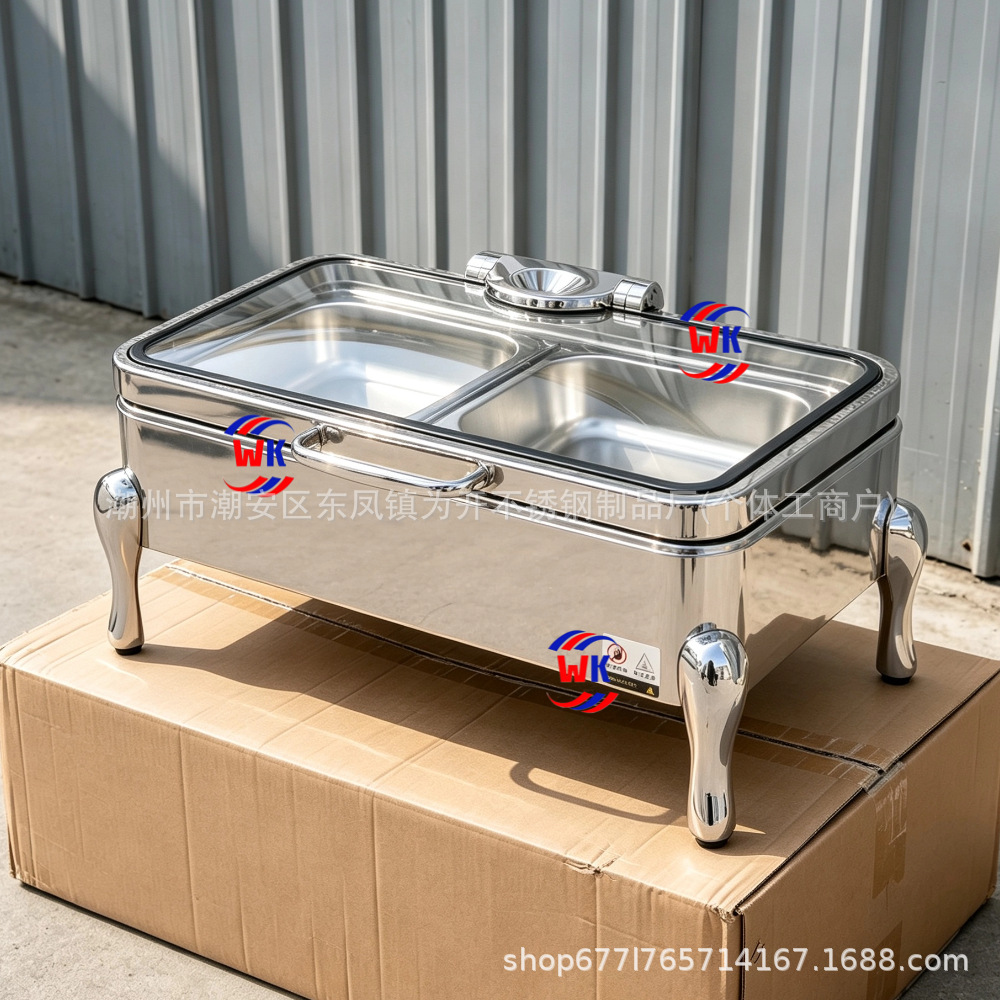 El horno de buffet comercial engrosa 304 horno de Buffy con patrón de martillo de acero inoxidable, horno de aislamiento térmico de hotel cuadrado rectangular