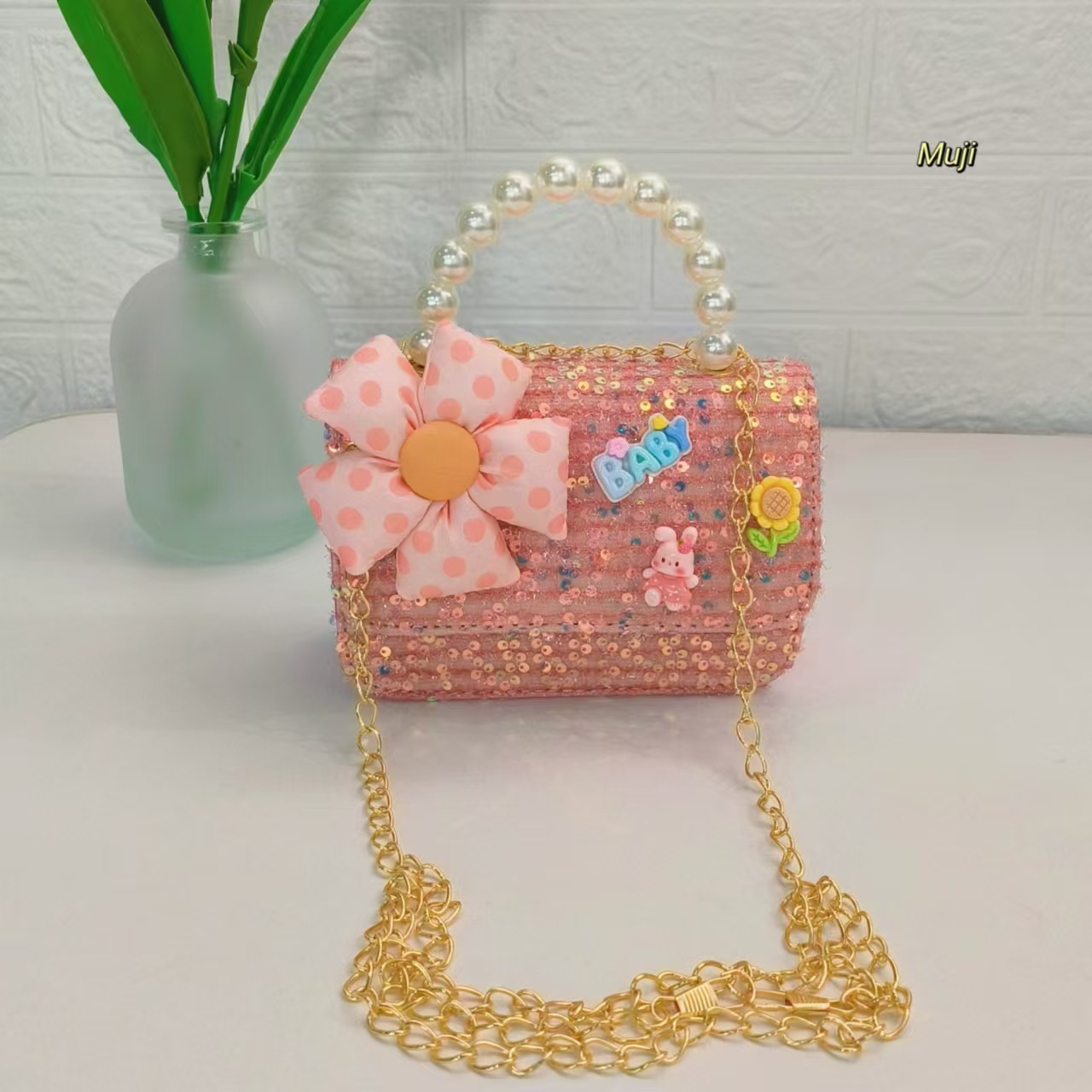 Bagos para niños de perlas de jade Gui, bolsos de perlas de viento, bolsos de cadena, bolsos de accesorios para niñas, bolsos cuadrados, bolsos de hombro.