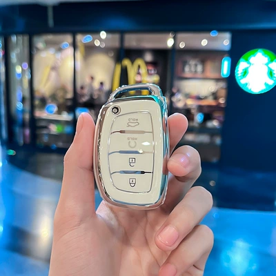 4 key key cover for foreign: Car key bag - modern-r-model-smart-4-button-start-single-shell-white