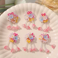 Сладкая девчонка сердце цветной кисточкой ландыш хрустальный цветок diy ручной работы тканые серьги заколки материал оптом