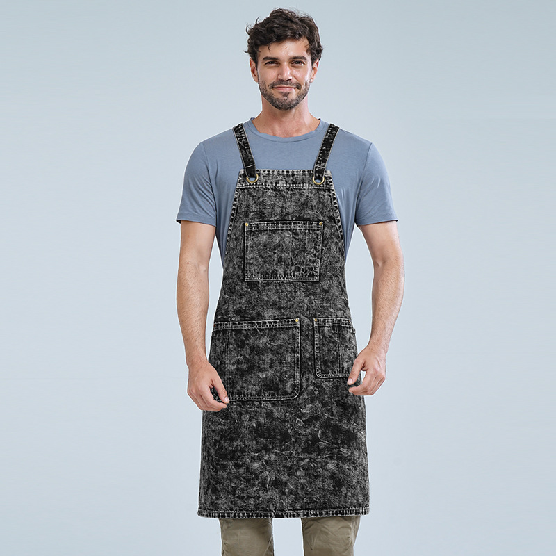 Fronteriza agua lavable denim delantal logotipo personalizado pintura barbero ropa de trabajo electricista delantal carpintería fábrica al por mayor