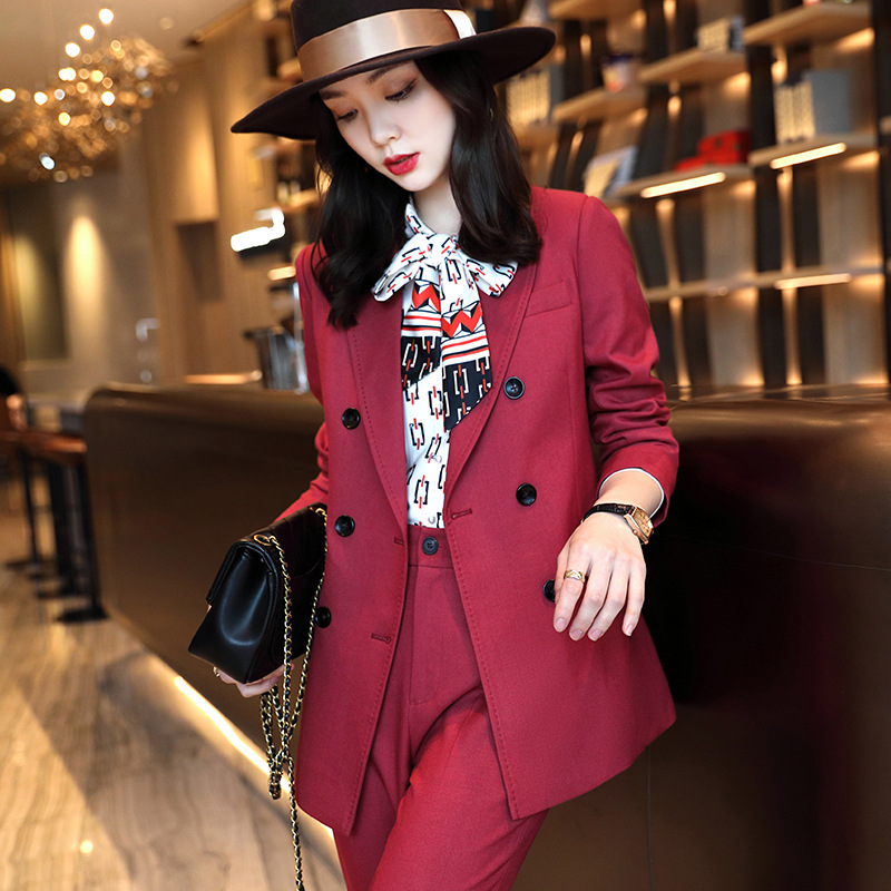 gules suit suit 2021 Autumn and winter new pattern fashion Small suit coat spring and autumn senior Business Suits