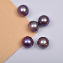 巴金属怪色圆珠约12-13mm稀有紫色天然近正圆淡水珍珠散珠Y