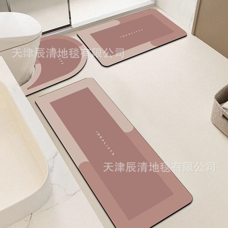 Simple alfombra de barro de diatomeas baño antideslizante y resistente a la suciedad tres juegos de almohadillas de suelo baño absorción de agua y secado rápido fábrica mayorista de almohadillas de pies