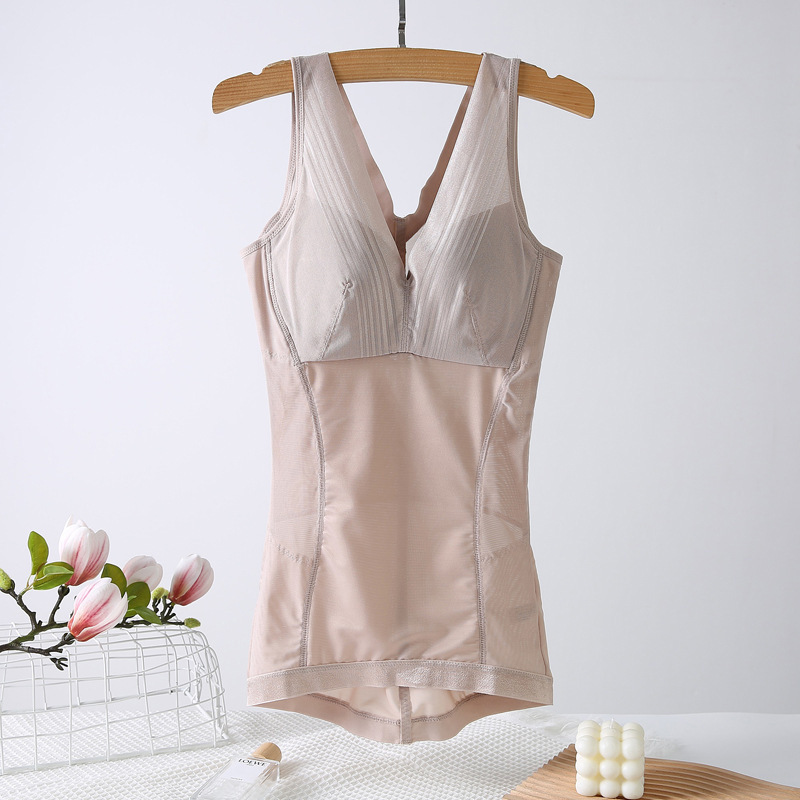 Shapewear with Built-In Bra, No Need to Wear a Separate Bra, Slimming and Stylish, Chest Support, No Underwire, Extended Length, Slight Compression