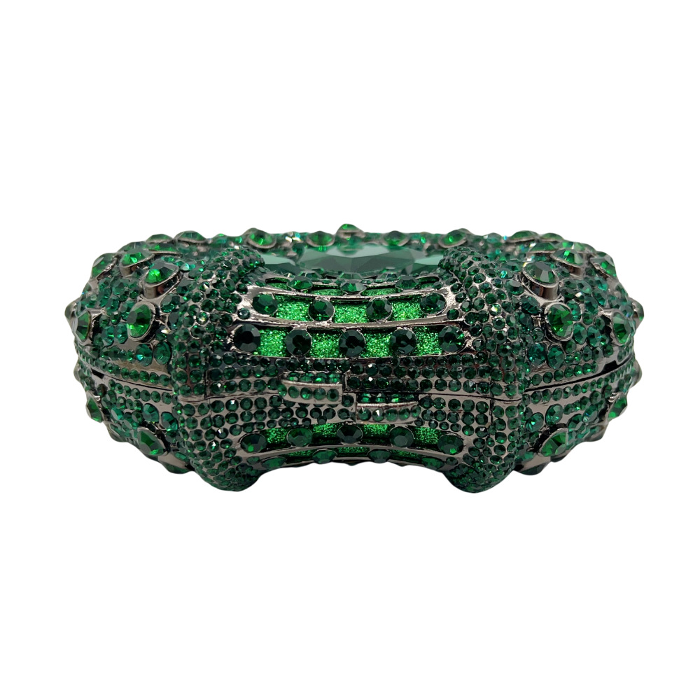 Túi clutch nữ đính đá pha lê dạ tiệc, thiết kế rỗng kim cương, kèm dây xích đeo vai — Màu đỏ, Màu xanh ngọc, Màu xanh đậm, Màu bạc xanh lam