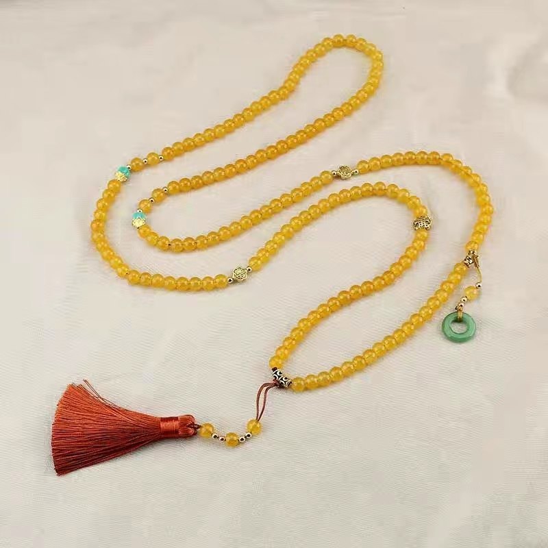 Crossbody necklace-136cm borla amarilla