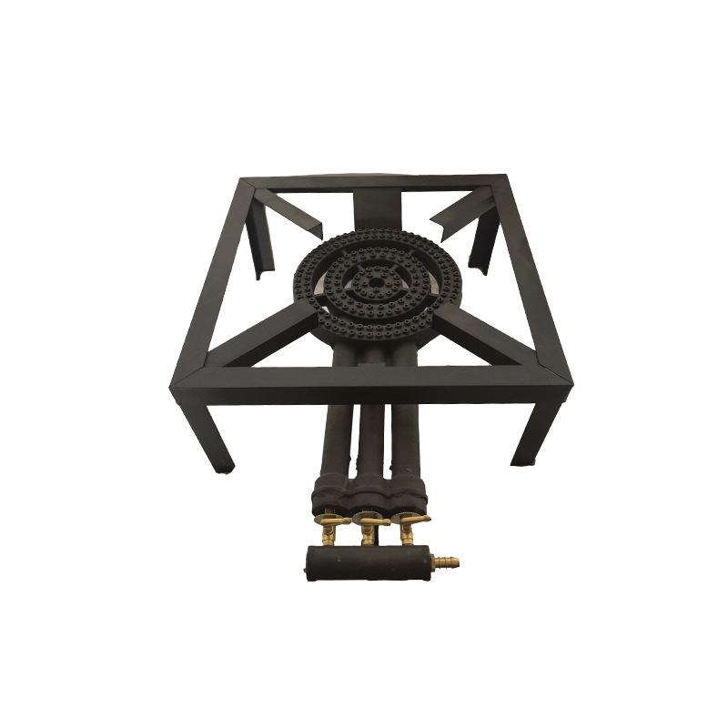 Estufas de gas de ángulo transfronterizo tubo redondo tres tubos de entrada de aire hierro fundido estufas de fuego fuerte patio camping al aire libre cocina de picnic al por mayor