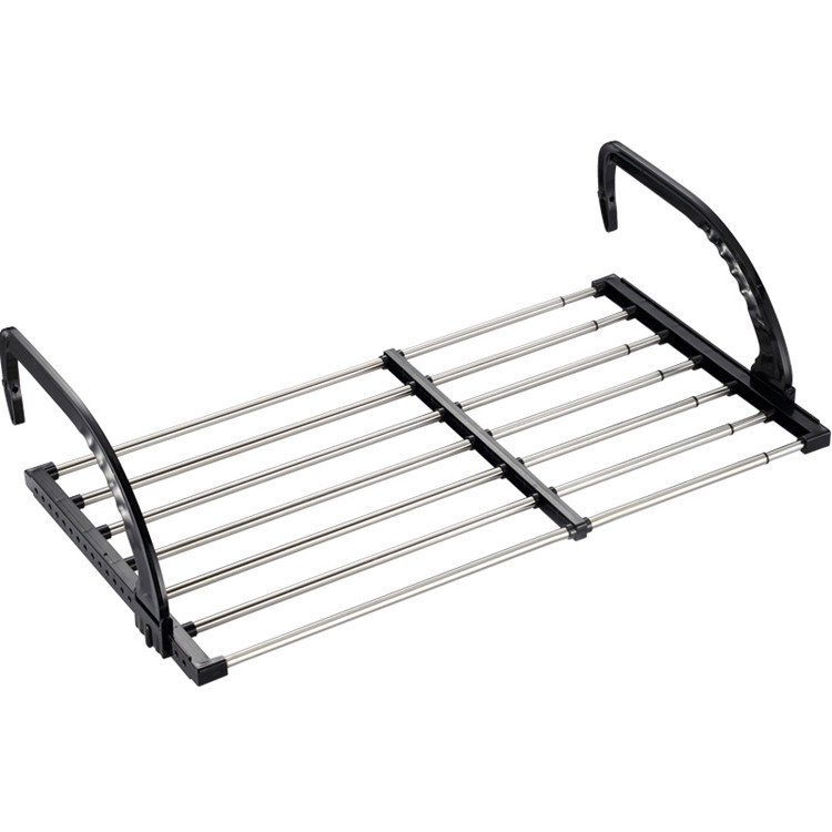 Percha de ropa sin punzonado antirrobo cerca de la ventana estante de secado de zapatos balcón ventana lateral colgando estante de secado percha de ropa plegable retráctil